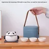 Ensembles de voiles de thé en plein air Panda Panda Portable Tea Set One Pot Tree Three Ceramic Maker Voyage