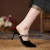 Large Women 31-43 Sandals Size Summer Fashion Two Wear High Heels Thin Heel Point Toe Black Small Women's Shoes 276 's