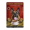 Roliga djur kaffeskyltar för hemkafédekor, hundar, papegojor, kor, koalor dricker kaffe, vintage affisch, rumsdekor, hundskylt