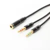 Hörlurljudslängkabel Kabel till 2 Male 3,5 mm Jack Splitter -adapter med mikrofon Aux -kabel för telefon Mp3 Audio Aux