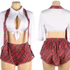 Ohyeahlady Student College Style Uniform Suit Cosplay Sexig underkläder plus storlek Högkvalitativ dam Halva ärm Topp Shorts kostym