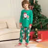 2022 Zielony druk Święty Mikołaj świąteczny piżama rodzina rodzic-dziecko Zestaw piżamy długi