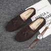 Casual Shoes Suede Leather Mens Loafers Clasicc Comfy Man Dress Flats Fashion Moccasin Slip-on Male Boat Tassel Peas