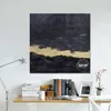 Immagini a parete acrilica nera Nessuna cornice Nuova Arrivo Abstract Tela Painting Contemporary Study Room Decor Gold Lout Style Texture