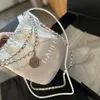Luxury Designer Gradient Grey Coin 22 Mini Sacs à bandoulirs Real Le cuir Round Starpo Silver Crossbodybags Hands Sacs Lacquered White Letter Outdoor Purse 20X22CM