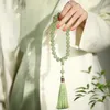 1pcs зеленый нефритовый камень 12 -миллиметровый бусин для кисточки браслет ожерелье тибетское буддийское будда шарм розарий йога мужчина женская ювелирные украшения