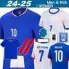 24 25 Clube francês sets completos Jerseys de futebol benzema Giroud Mbappe Griezmann Saliba Pavard Kante Maillot de Foot Equipe Maillots Kit Kit Menino Men