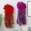 Flores decorativas Violet Violet Artificial Flower Flower Valentine Party Decoration Simulation Wall Basking Basket Orchid Fake Silk Vine