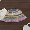 Bérets Japonais Hand Hand Tre-Dimensionnel Beau à rayures Hat de seau à rayures Femme Spring Summer Retro Niche Sweet mignon Basin tricot Basin CAP