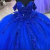 2024 abiti da ballo blu royal abiti Quinceanera abiti da sposa perle in cristallo corsetto posteriore dolce 16 abito lunghezza del pavimento in pizzo applqiues