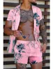 남성 셔츠 세트 레트로 클래식 스트라이프 패턴 컬러 편안한 느슨한 열대 정글 패션 올 매치 비치 스타일 2023 240329