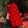 Case de teléfono de punto de onda rojo metálico 3D lindo para iPhone 13 11 12 14 15 Pro Max XS XR x 14 más 13 Mini Bumper de cubierta de silicona suave