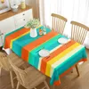 Kolorowy obrus, funky pop Art Radiant Projekt linii w falowych kolorowych odbiciach obraz, jadalnia prostokątna pokrywka stołowa