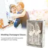 Vinglas Glasskoppbröllop Brud Groom Champagne Flute Crystal Anniversary Day Gift Toasting Cups Home Decor