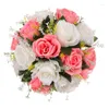 Flores decorativas Bola de flor artificial Bola de seda grande fita floral Bouquet Table Centerpieces Pieces Fake Rose Wedding Party Road Guide Decoração