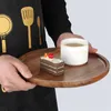 1pc hölzerne runde japanische Tablett verdickte Tee Tablett Teller Home Kuchen Pfannen Dessert Behälter Haushalt Aufbewahrungswerkzeuge