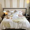 Set di biancheria da letto ricamo con piume dorate set di lussuoso copertina di cotone egiziano in cotone egiziano set da letto foglio di cuscinetto cuscinetto cuscinetto cuscinetto da letto hom4801893