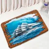 Chattes de bain 3d Saipoir de salle de bain Mat bleu Ancre Ocean Navigation créative Anti-Slip Home Decor Kitchen Bedroom Porte de porte