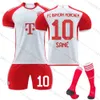 2324 Bayern Munich Home Red and White Football 10 Sane 25 Muller 7 Gnabri 42 Musiara Jersey