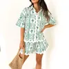 Vêtements à domicile Hirigin Vinatge Women Lounge 2 pièces tenues bouton à manches courtes shorts de chemise Y2K Summer Beach Vacation Printed Sett