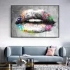 Красочные граффити губы холст рисовать творческие губы плакаты и принты абстрактные настенные художественные картинки для гостиной домашний декор