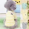 Dog Apparel Pet T-shirt Soft Washable Dress-up Cartoon Bear Pattern Cat Striped Blouse Vest Costume