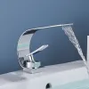 Смеситель раковины для ванной комнаты белый латунный рамский бассейн с одной ручкой горячий и холодный водопад Современные элегантные краны миксеров