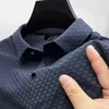 Ice Silk Mesh Breattable Loose Polo Shirts Summer Men kortärmad lapel toppar varumärke elasticitet t-shirts män streetwear 240410