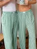 Kobiety Pants Women Y2K Striped Lounge Pinstriped szeroka noga Pajama Gingham High Taist Casual Loose Lose Vintage ubrania z lat 90.