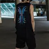 Frühlings Sommermänner Reflexionsport Tanktops Y2k Dark Punk Style Techwear Weste Persönlichkeit bedrucktes ärmelloses T -Shirt 240321