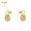 Stud Earrings 12 Pairs Hollow Pineapple Fruit For Girls Women Stainless Steel Ear Piercing Jewelry Kids Children Festival Gifts