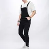 Herren Jeans Herbst Stilvolle Männer Einfache Feste Farbe Schlanker Lätzchen Overalls Overalls Streetwear Männlicher Riemen