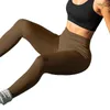 Pantalon féminin 2 pièces Lega Legging Ribbed Helmless Workout High Taist Cross Over Athletic Exercise