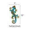 Metal Gecko Wall Decoration Lizard Garden Art Hanging Glass Sculpture Inomhus och utomhus terrassstaket 3 Färg 2 st 240408