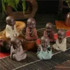 Buddha statues small monk color sand ceramic home club geomantic decoration Purple Sand Figurines Tea Pet 240411
