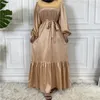 Ethnic Clothing Luxury Satin Solid Women Long Dress Muslim Ramadan Islamic Abaya Arab Turkey Malaysia Middle East Dubai Caftan Maxi Robe