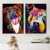 Streszczenie kolorowy pies przemyślany Pitbull Warrior Parrior Paintas Plakat i drukuje obraz sztuki ściennej do salonu cuadros