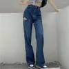 Women's Pants H.sa Fashionable Hollow Ripped Trousers For Women Korean Style High-waisted Retro Age-reducing Jeans