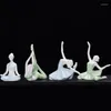 Dekoratif Figürinler Porselen El Sanatları Zarif Yoga Sport Kız Serisi Minyatürler Çay Pet Yaratıcı Ev Dekorasyonu
