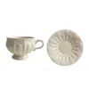 Cups Saucers French Style White Mugs Coffee Ceramic dessert Porslin Cup Beautiful Tea Vaso PLEGABLE 50BD