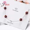 Bracelets de link Solidable Solid 925 Sterling Silver Natural Red Stone para mulheres Charming Crystal Jewelry Apresentar por atacado