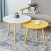 Eenvoudige huishouden vaste houten poot sofa zijkant mini tafel slaapkamer zitronde ronde tafel net rood lage tafel ruit thee tafel ronde tafel