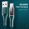 6A USB C -Kabel PD 65W LED Digitalanzeige Typ C Schnelles Ladedatenkabel Hochgeschwindigkeits -Ladungskabel für Huawei Samsung Xiaomi