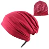 Newly Beanie Sleep Hat Solid Color Adjustable Soft Skull Night Caps Satin Lined Bonnet Hair Cover Unisex Cap