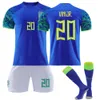 2223 Brazilië Away Game Blue 20 Vinicius 10 Neymar nr. 18 Jesus Jersey Set Football Team Kit