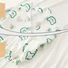 Kvinnors sömnkläder pyjamas vårens höst bomull långärmad 2024 söt loungewear kostym v-hals stor tecknad tecknad casual set