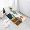 Mattes de bain Creative Mountain Landage de salle de bain Mat de bain abstrait les lignes géométriques de plante arbre à feuilles de feuille Soleil Flanelle Anti Slip Toilet