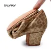 Танцевальная обувь Swyivy Women Latin Leopard Print Square Cronders 2024 Мягкий бальный зал для