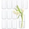 Vasos de cilindro de vidro transparente de 12 cm, conjunto de 12 pacotes, vasos de plantas de flores de cilindro a granel, vaso de flor da peça central, porta -velas flutuantes