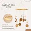 Baby Rattan Woven Bed Bell 0-12 mois pour le nourrisson en bois mobile suspendu avec hochet de hochet